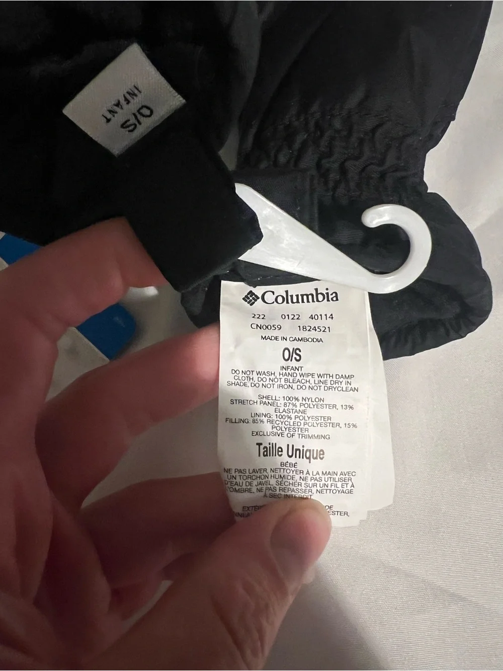 NWT Columbia Infant Black Insulated Mittens - Warm Winter Gloves
